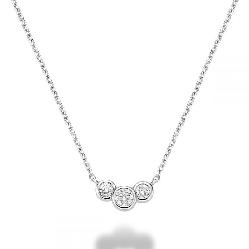 White Gold Triple Bezel Diamond Necklace