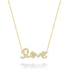 Yellow Gold Mini Love Script Diamond Necklace