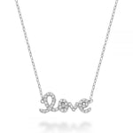 White Gold Mini Love Script Diamond Necklace
