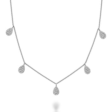 White Gold Multi Tear Drop Diamond Necklace