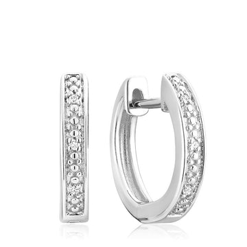14kt White Gold Diamond Huggies