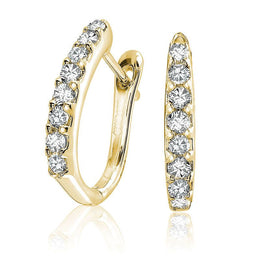 14kt Gold Diamond Oval Hoop Earrings