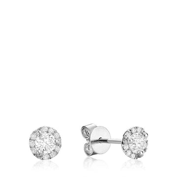 White Gold Diamond Halo Studs 0.35ct