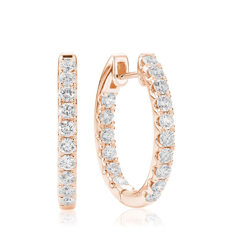14kt Rose Gold Oval Inside-Out Diamond Earrings