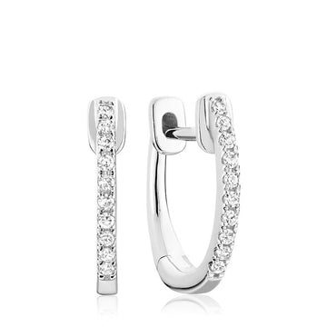 Small 14kt Gold Oval Diamond Hoop