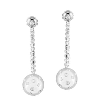 18kt White Gold Diamond Ball Drop Earrings