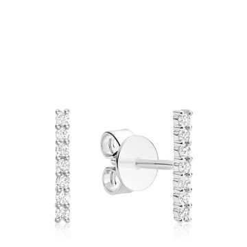 14kt White Gold Diamond Bar Stud Earrings