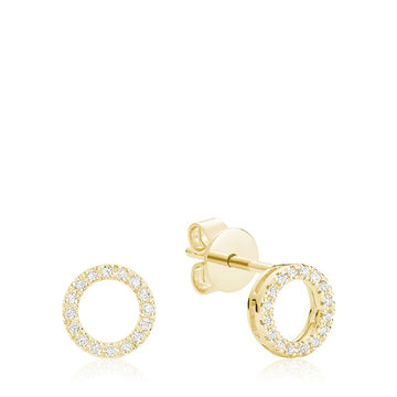 10kt Gold Open Circle Diamond Studs