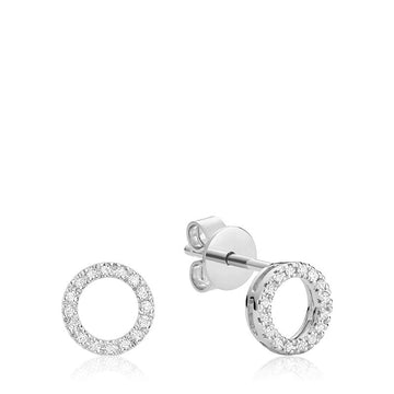 10kt Gold Open Circle Diamond Studs