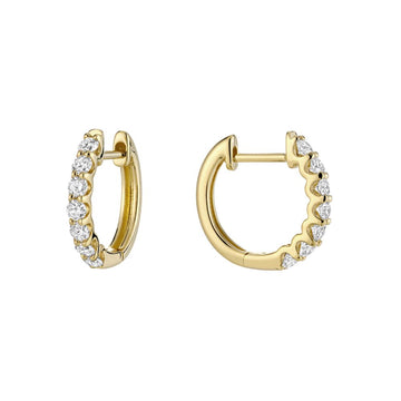 14kt Gold Diamond Claw Set Hoop Earrings