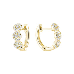 White Gold Mini Halo Diamond Huggie Earrings