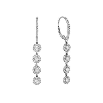 White Gold Mini Diamond Halo Dangle Earrings