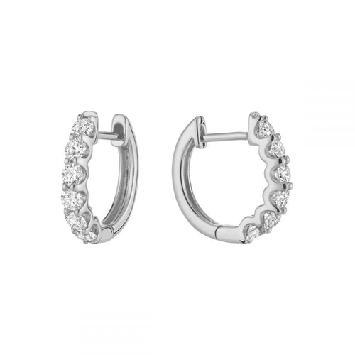 14kt White Gold Diamond Hoop Earrings - 0.75cts