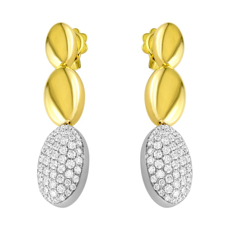 14kt Yellow Gold Oval Diamond Drop Earring