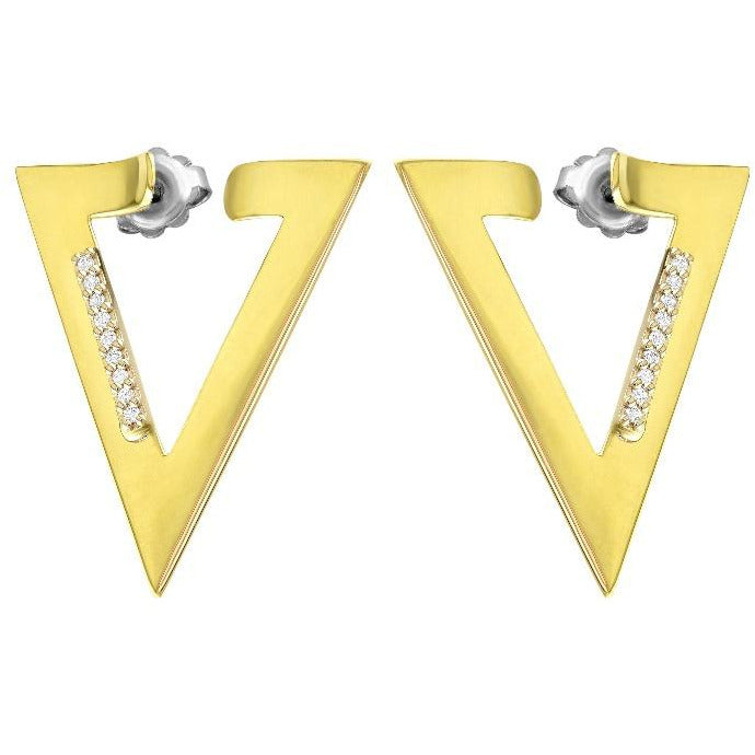 18kt Yellow Gold Triangle Diamond Earring