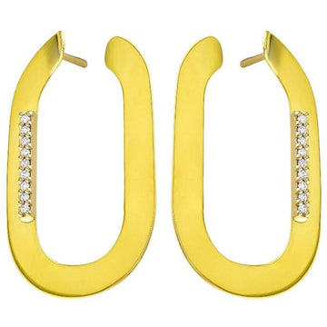 18kt Yellow Gold Oval Diamond Earring