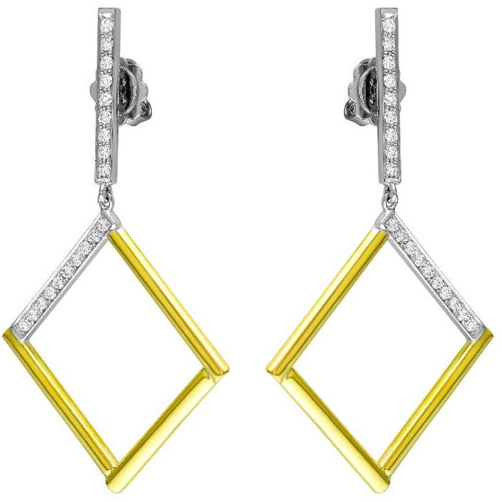 18kt Yellow Gold Diamond Square Earrings