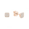 Rose Gold Square Cluster Diamond Pave Earrings