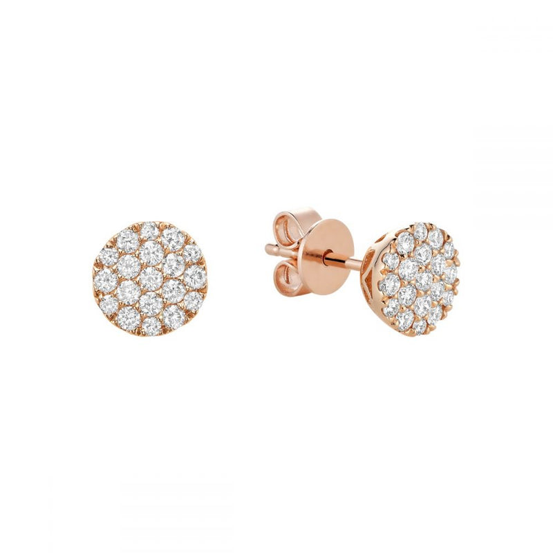Rose Gold Round Cluster Diamond Pave Earrings