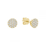 Yellow Gold Round Cluster Diamond Pave Earrings
