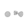 White Gold Round Cluster Diamond Pave Earrings