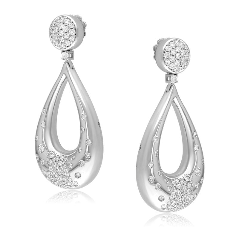 18kt White Gold Diamond Teardrop Earrings
