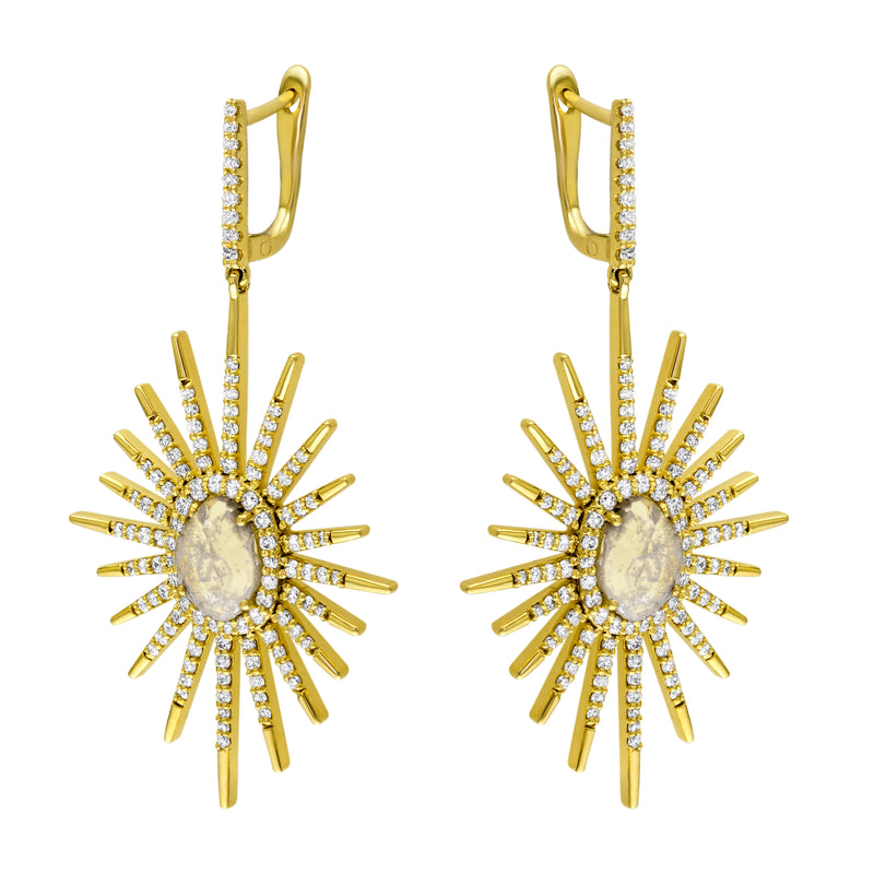 18kt Yellow Gold Starburst Sliced Diamond Earrings