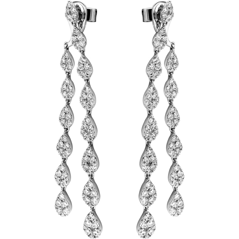 18kt White Gold Double Drop Diamond Earrings