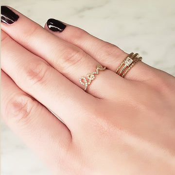 White Gold Love Script Diamond Ring