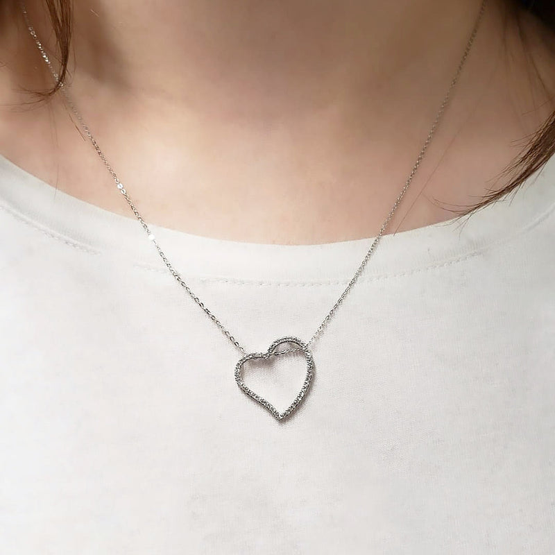 Gold Asymmetrical Diamond Heart Pendant
