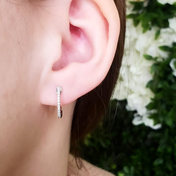 Small 14kt Gold Oval Diamond Hoop