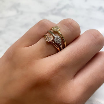 10kt Gold Round Pave Stacker Ring