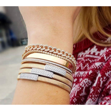 18kt Rose Gold 3 Bar Diamond Bangle