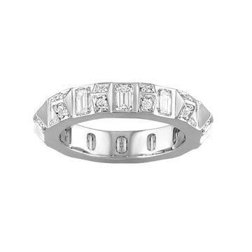 18kt White Gold Emerald Pyramid Diamond Eternity Band