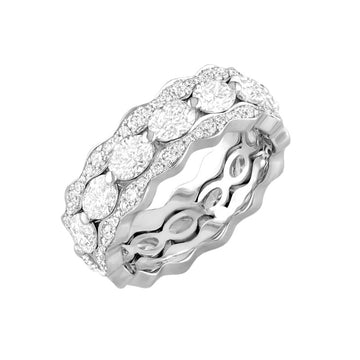 18kt White Gold Oval Wave Diamond Eternity Band