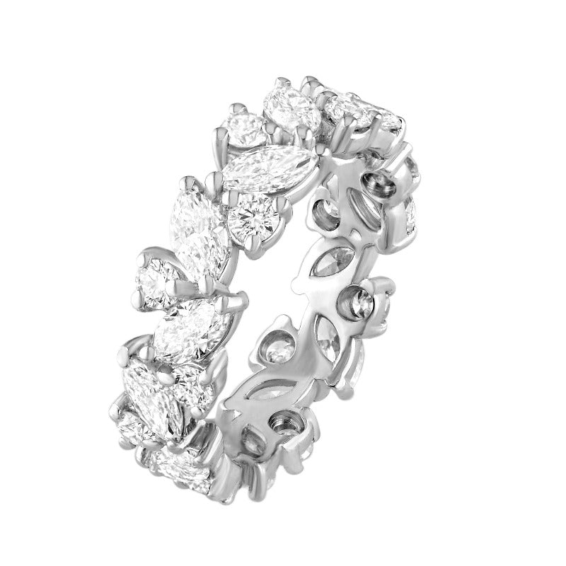18kt White Gold Marquise and Round Diamond Eternity Band