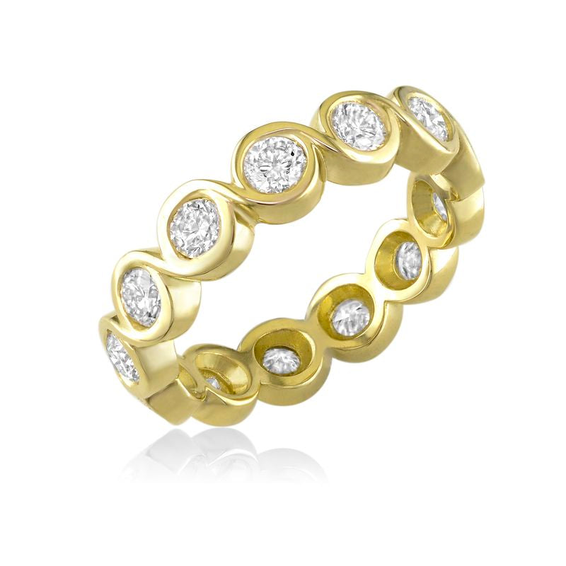 18kt Yellow Gold Twist Bezel Diamond Eternity Ring