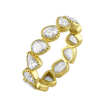 18kt Gold Diamond Rose Cut Asymmetrical Eternity Band