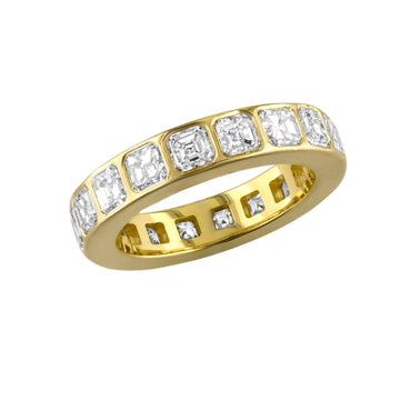18kt Yellow Gold Gypsy Set Asscher Cut Diamond Eternity Band