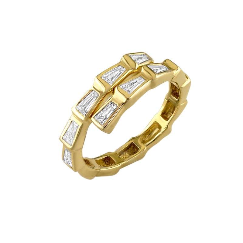 18kt Yellow Gold Crossover Baguette Diamond Ring