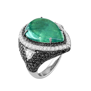 18kt White Gold Sliced Emerald and Diamond Ring