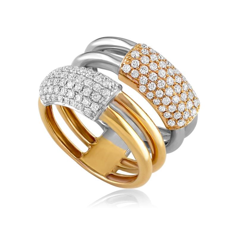 18kt Two Tone Double Band Diamond Ring