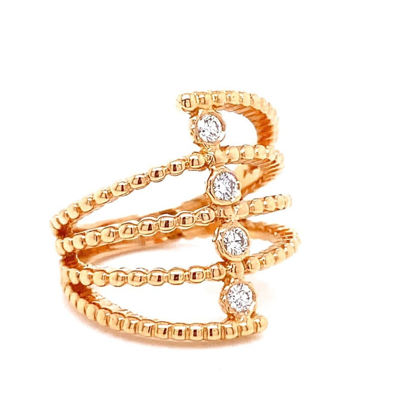 18kt Rose Gold Step Diamond Ring
