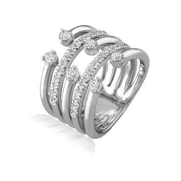 18kt White Gold Diamond 5 Row Ring