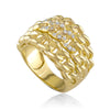 18kt Gold 3 Row Curb Diamond Ring