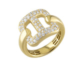 18kt Gold Domed Open Square Diamond Ring