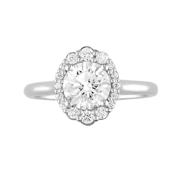 18kt White Gold Oval Diamond Engagement Ring With Halo