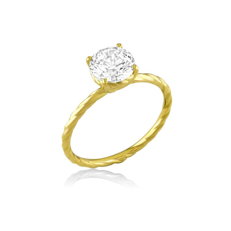 18kt Yellow Gold Twist Band Diamond Ring