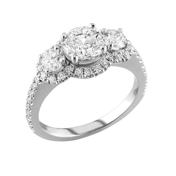 18kt White Gold Trinity Halo Ring