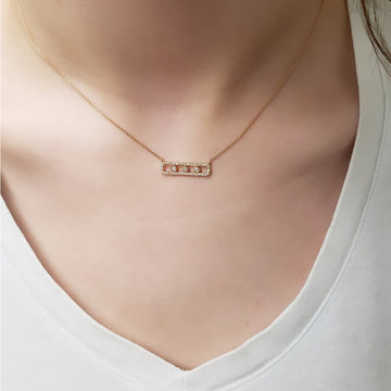 14kt Gold Bar Necklace with Diamonds